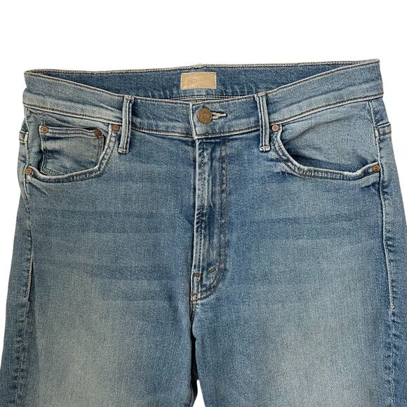 MOTHER Insider Crop Step Fray Jeans - Shoot to Thrill - Blue Denim - Size 30 - Picture 4 of 8